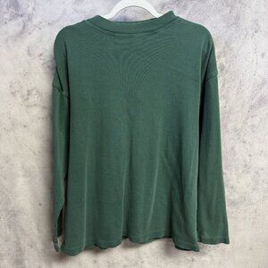 Vintage 90s Green Mock Neck Long Sleeve T Shirt Medium Long John Skate USA